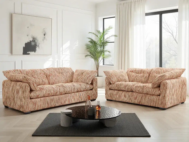 Stylish patterned sofa set by Furniture Discount featuring plush cushions and modern design