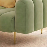 Nisu Home Green Sofa with Soft Curves and Golden Legs for Modern Living Spaces