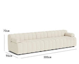 Cream Nisu Home Sofa with a modern design, measuring 300cm in length and 70cm in height