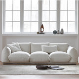 Nisu Home Plush White Sofa with Soft Textured Cushions for Stylish Living Rooms