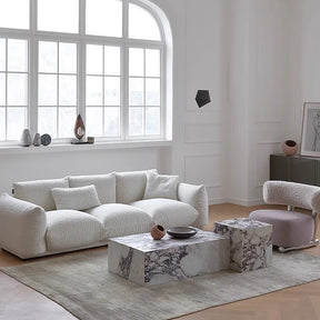 Nisu Home Modern Sofa in Cream Fabric with Soft Cushions for Stylish Living Rooms