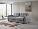 Modern grey sofabed with plush cushioning and tufted design, ideal for small living spaces