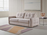 Stylish and comfortable beige sofabed with tufted cushions perfect for living rooms