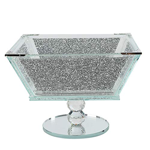 Elegant glass Fruit Bowl with a sparkling silver glitter design and a stylish pedestal base