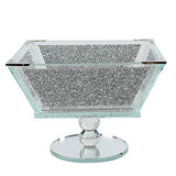 Elegant glass Fruit Bowl with a sparkling silver glitter design and a stylish pedestal base