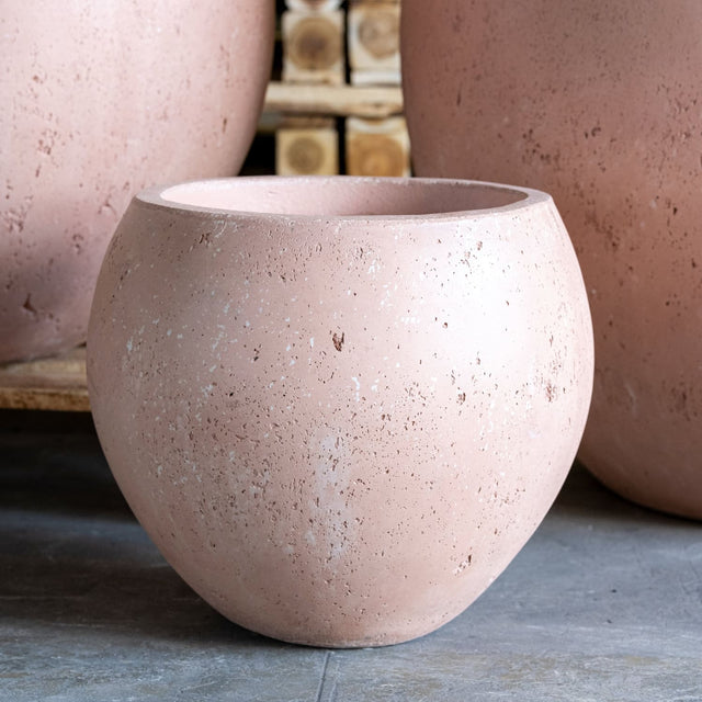 Jobu Home Sphere Planter in soft pink finish for stylish indoor and outdoor plant display