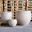 Set of three stone Sphere Planters in varying sizes ideal for indoor and outdoor plants