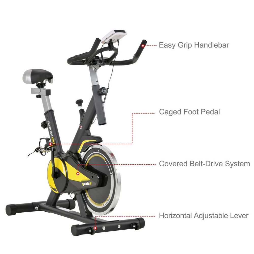 HOMCOM Exercise Bike With Adjustable Seat & LCD Display HOMCOM