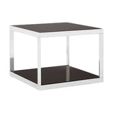 Ackley Silver Square Coffee Table With Black Glass Orsina