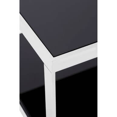 Ackley Silver Square Coffee Table With Black Glass Orsina
