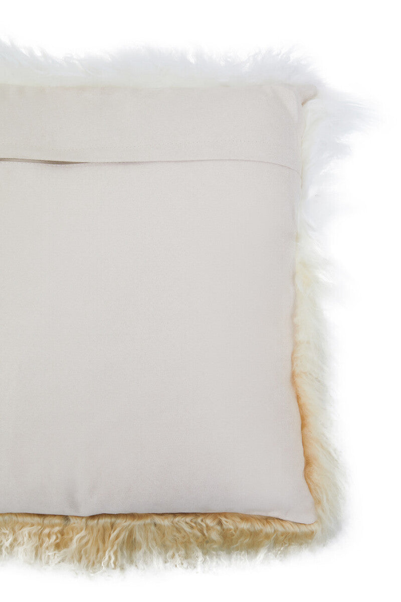 Orsina Square Cushion with Soft Faux Fur and Neutral Fabric for Cozy Home Decor