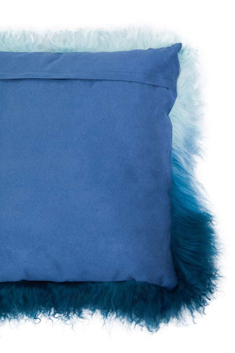 Orsina Square Cushion in Blue with Soft Faux Fur Trim for Stylish Home Decor