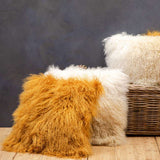 Orsina Square Cushion in fluffy orange and cream fabric for stylish home decor