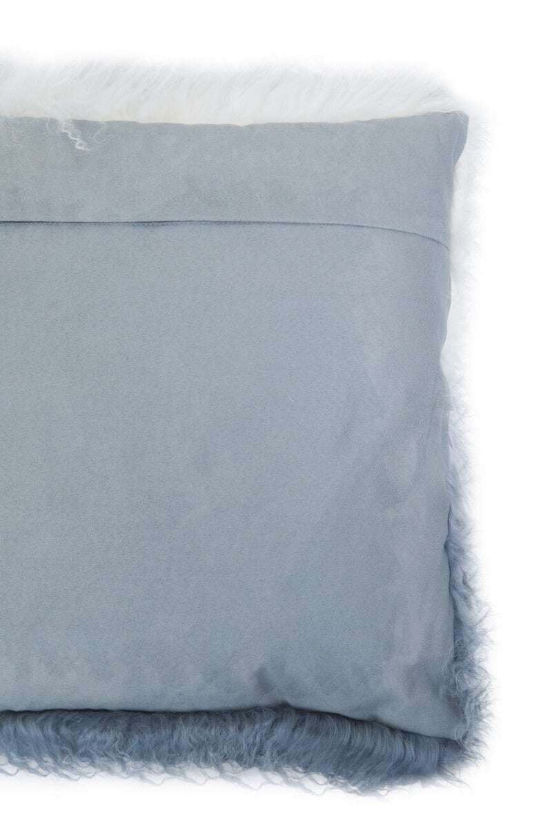 Orsina Square Cushion in Soft Blue with Faux Fur Trim for Stylish Home Decor