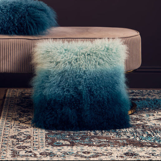 Orsina Square Cushion in Ombre Blue and Green with Plush Textured Fabric for Stylish Home Decor