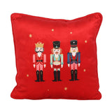 Festive Red Square Cushion Nutcracker Design N/A