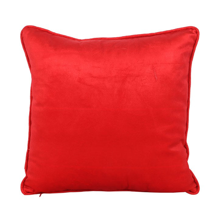Festive Red Square Cushion with Nutcracker Design N/A