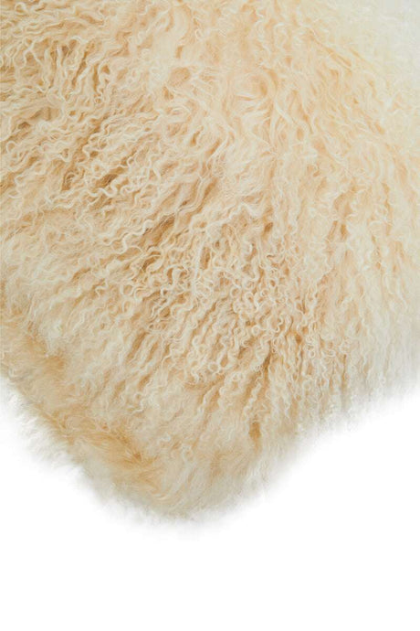Fluffy Orsina Square Cushion in cream with textured fur for a cozy home decor accent