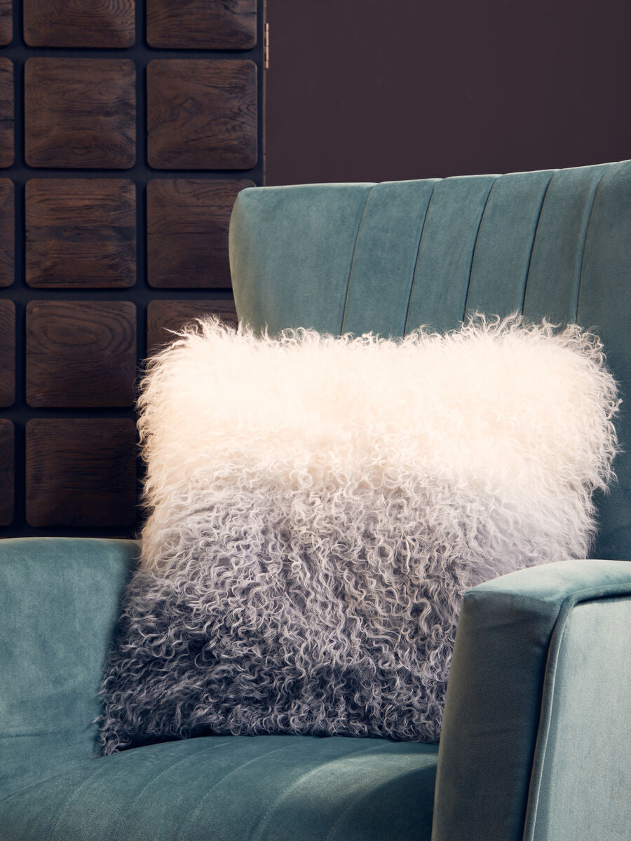Orsina Square Cushion with fluffy white and grey ombre design, perfect for home decoration