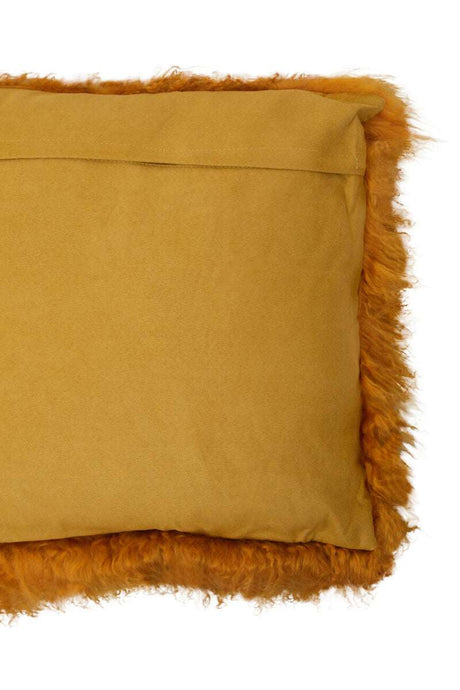 Orsina Square Cushion in mustard yellow with soft, fluffy edges for stylish home decor