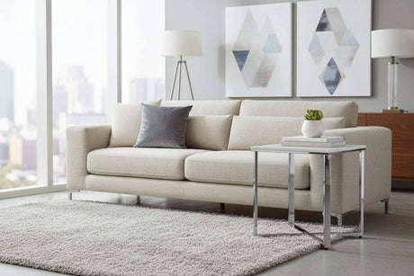 Allure White Marble and Chrome Square End Table Orsina