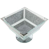 Elegant glass fruit bowl with a sparkling silver interior, perfect for home decor