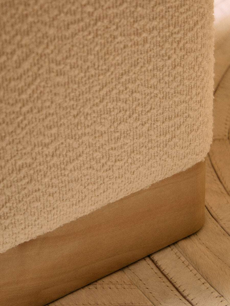 Mota Burl Wood And Cream Boucle Square Stool Orsina