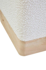 Mota Burl Wood And Cream Boucle Square Stool Orsina
