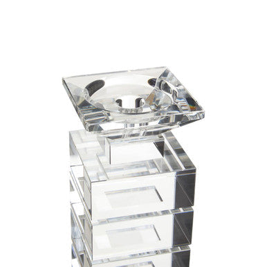 Elegant Orsina Candle Holder made of clear crystal with a stylish square design