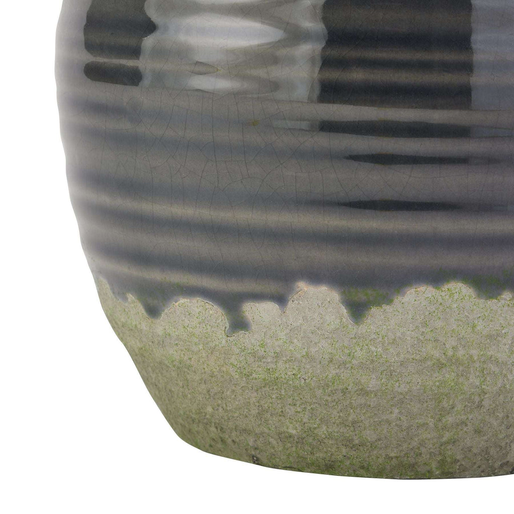 Shades 4 Seasons Stylish Black Ceramic Squat Vase Shades 4 Seasons
