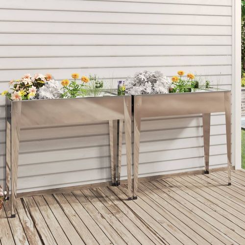vidaXL Garden Planters 2 pcs Galvanised Steel vidaXL