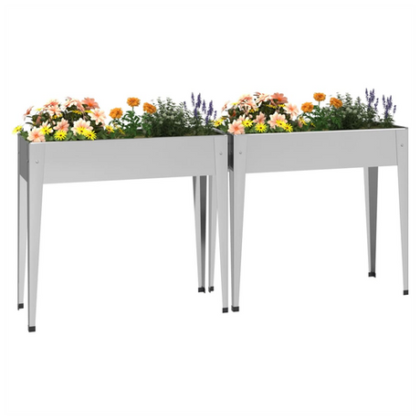 vidaXL Garden Planters 2 pcs Galvanised Steel vidaXL