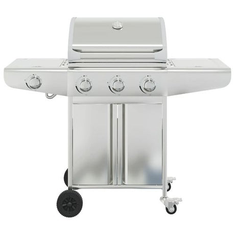 vidaXL Gas BBQ Grill with 4 Burners Silver Stainless Steel vidaXL