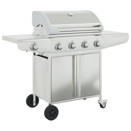 vidaXL Gas BBQ Grill with 4 Burners Silver Stainless Steel vidaXL