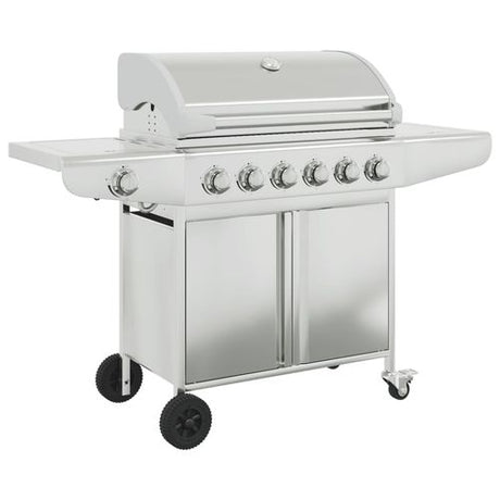 vidaXL Gas BBQ Grill with 4 Burners Silver Stainless Steel vidaXL