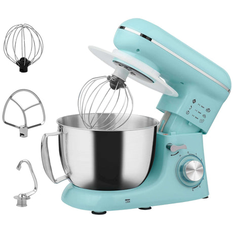 Wise Galleria Stand Mixer in Turquoise with Stainless Steel Bowl and Attachments for Baking