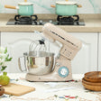 Wise Galleria Stand Mixer in cream with stainless steel bowl and whisk, perfect for baking and mixing