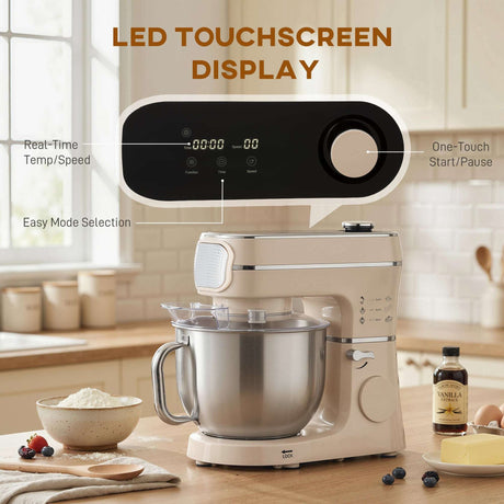 Wise Galleria Stand Mixer with LED Touchscreen Display for Easy Cooking and Baking Control