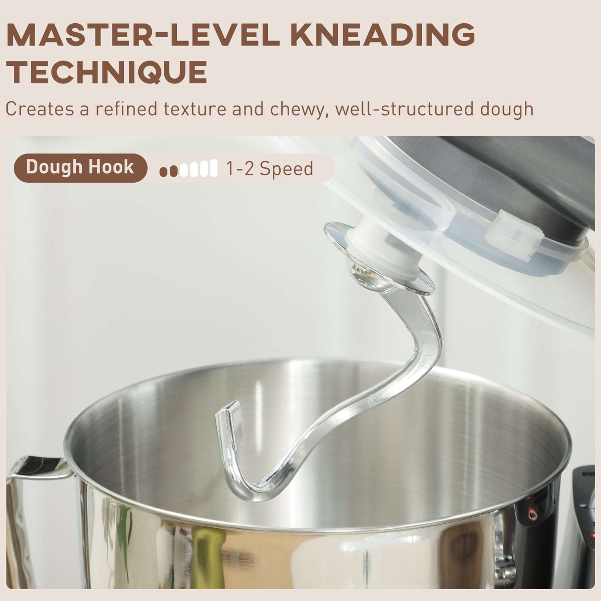 Stand Mixer with dough hook for master-level kneading techniques and well-structured dough