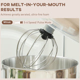 Stand Mixer with whisk attachment for aerating ingredients with 5-6 speed settings and pulse mode