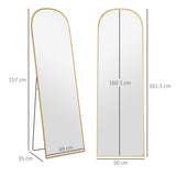 Elegant standing mirror with a gold frame and a height of 157 cm for stylish home decor