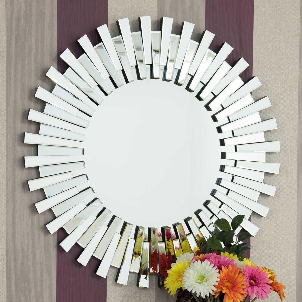 Starburst All Glass Stylised Round Mirror Unbranded