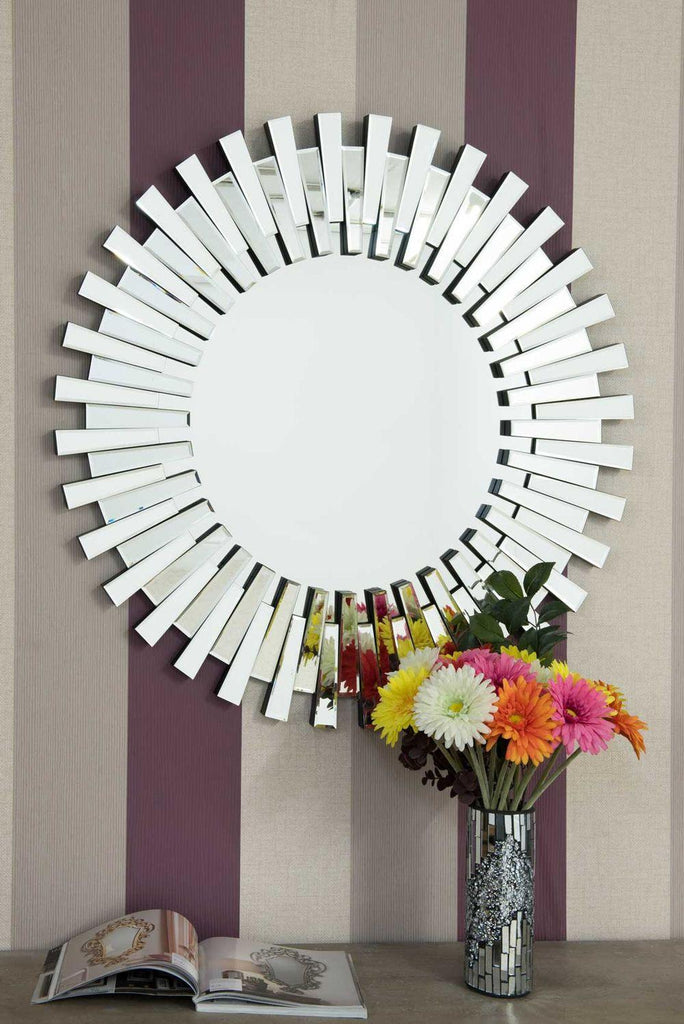 Starburst All Glass Stylised Round Mirror Unbranded