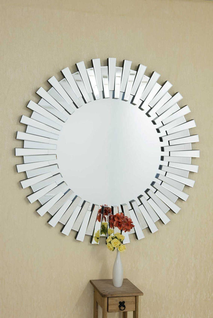 Starburst All Glass Stylised Round Mirror 120 x 120 CM Unbranded