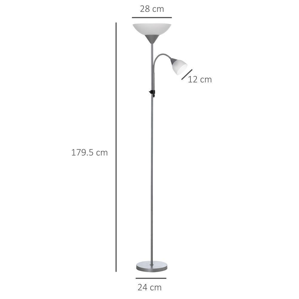 Steel Duo-Head Floor Lamp Silver HOMCOM