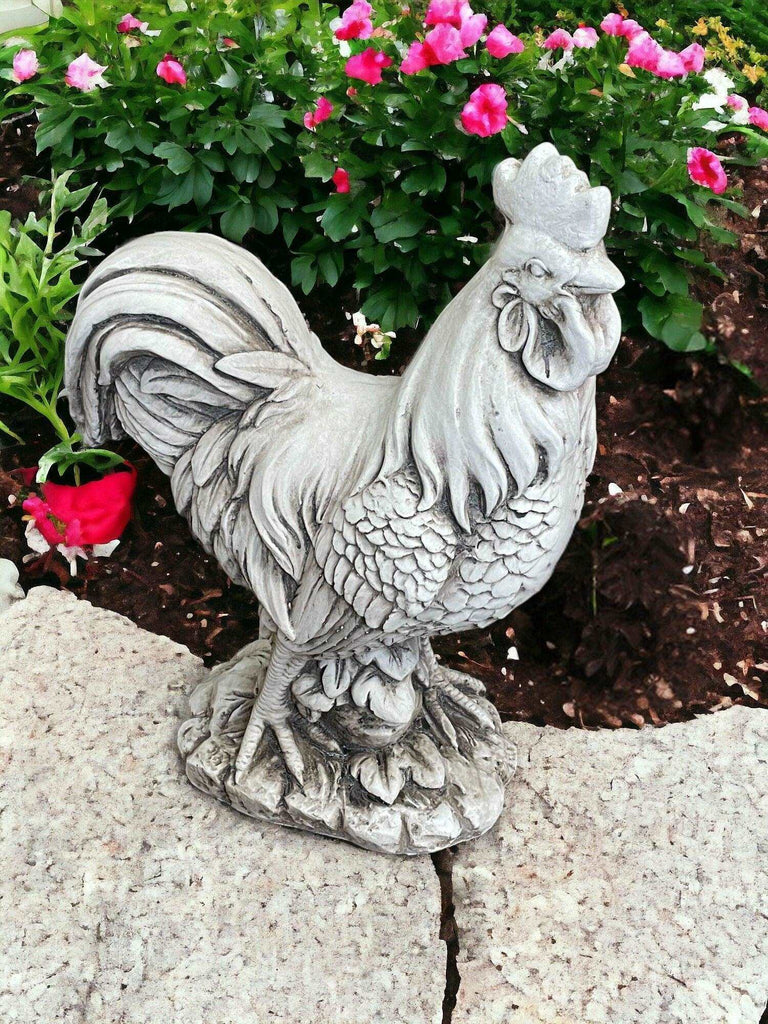 Stone Effect White Cockerel Statue Geko Products