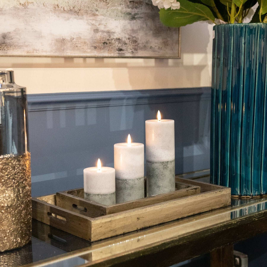 Luxe Collection Natural Glow 3x6 Stone LED Candle Shades 4 Seasons