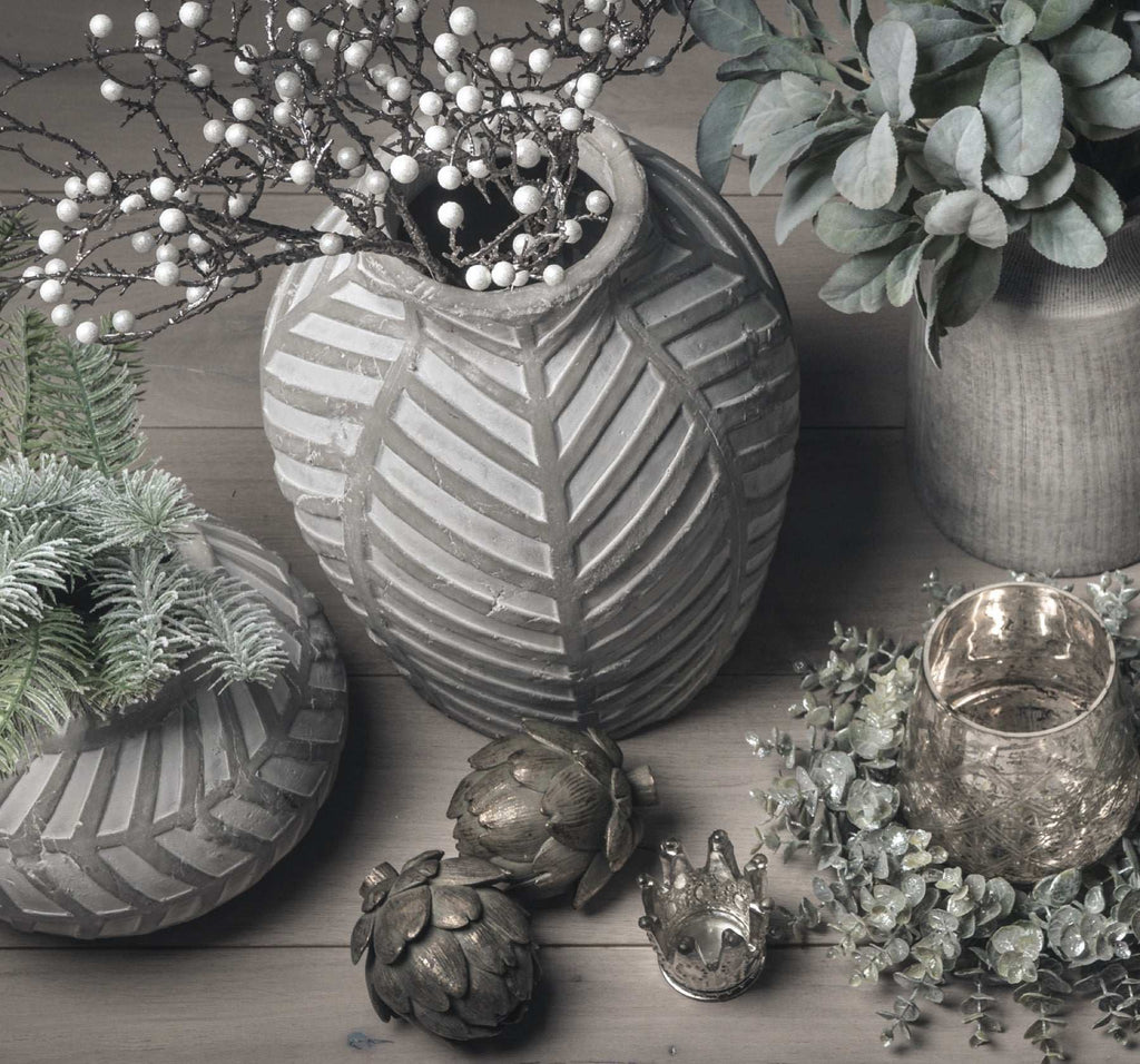 Shades 4 Seasons Decorative Stone Vase with Chevron Pattern Shades 4 Seasons