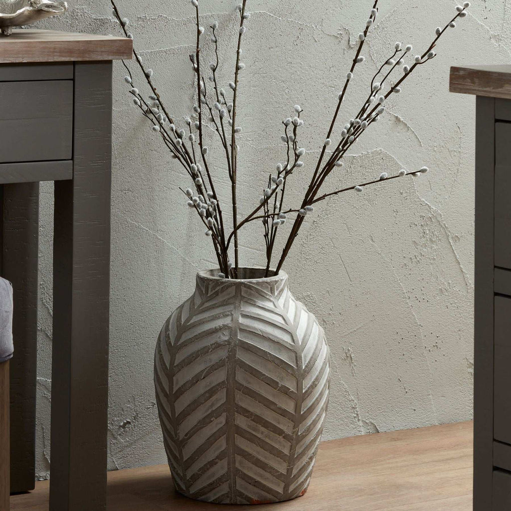 Shades 4 Seasons Decorative Stone Vase with Chevron Pattern Shades 4 Seasons