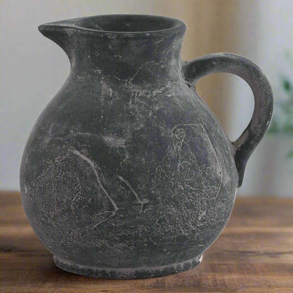 Shades 4 Seasons Amalfi Grey Jug - Rustic Stoneware Pitcher GREY CERAMIC Shades 4 Seasons